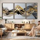 Black and Gold Abstract Wall Art, Modern Wave Canvas Print, Elegant Flowing Smoke Art, Luxury Living Room Decor by MyGreatCanvas | Canvas Wall Art Prints | Photo Prints & Wall Decor