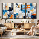Blue Teal Abstract Canvas Wall Art, Modern Textured Painting Print, Navy Orange White Contemporary Art, Neutral Living Room Decor, Office Art by MyGreatCanvas | Canvas Wall Art Prints | Photo Prints & Wall Decor