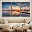 Wooden Pier on Seascape and Sunset Wall Art Canvas Print by MyGreatCanvas | Canvas Wall Art Prints | Photo Prints & Wall Decor
