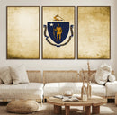 Massachusetts Flag Wall Art Canvas Print