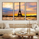 Paris Eiffel Tower Sunset Canvas Wall Art Print - Iconic