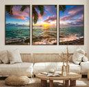 Framed Tropical Sunset Art Canvas Print
