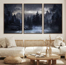 Night Landscape and Trees Wall Art Canvas Print