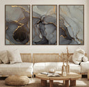 Gray Marble Fluid Wall Art – Modern Abstract Canvas Print