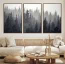 Misty Forest Canvas Wall Art – Monochrome Triptych Pine Tree by MyGreatCanvas | Canvas Wall Art Prints | Photo Prints & Wall Decor