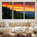 Forest Landscape Wall Art Sunset Canvas, Forest Sunset