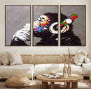 Dj Monkey Listening to Music Wall Art Print | Banksy Monkey by MyGreatCanvas | Canvas Wall Art Prints | Photo Prints & Wall Decor