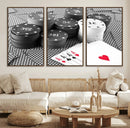 Poker Game Cards Wall Art Canvas, Multi Panel Wall Art