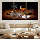 Whiskey Cigar Wall Art Canvas Print Kitchen Wall