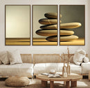 Fluvial Zen Stones Canvas Wall Art Print