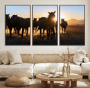 Horse Herd Wall Art Animal Canvas Print