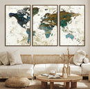 Vintage World Map Wall Art Canvas Print, Framed Rustic Earth by MyGreatCanvas | Canvas Wall Art Prints | Photo Prints & Wall Decor