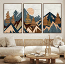 Abstract Wood Panel Effect Mountain Range Top Wall Art