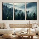 Captivating Misty Forest Wall Art Premium Canvas Print a