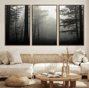 Misty Forest Wall Art Premium Canvas Print a Foggy and