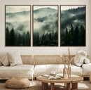 Captivating Misty Forest Wall Art Premium Canvas Print a
