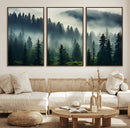 Captivating Misty Forest Wall Art Premium Canvas Print a