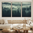 Misty Forest Wall Art Premium Canvas Print a Foggy and