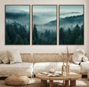 Captivating Misty Foggy Forest Wall Art Premium Canvas Print