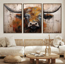 Scottish Highland Cow Cattle Art Print on Wood Style by MyGreatCanvas | Canvas Wall Art Prints | Photo Prints & Wall Decor