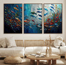 Modern Abstract Fish Shoal Wall Art Canvas Print, Colorful by MyGreatCanvas | Canvas Wall Art Prints | Photo Prints & Wall Decor