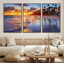 Serene Beach Sunset Wall Art Canvas- Coastal Seascape Print