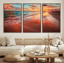 Sunset Beach Wall Art | Ocean Canvas Print | Coastal Wall