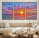 Vibrant Sunset Beach Wall Art - Ocean Sunset Canvas Print |
