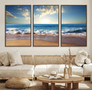 Serene Ocean Sunset Canvas Wall Art - Beach Waves at Sunset,