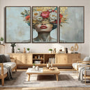 Golden Petal Wall Art Canvas Print - Silhouette Woman Wall