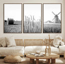Vintage Farmhouse Black and White Triptych Wall Art – Giclee