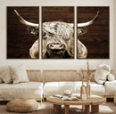 Highland Cow Wall Art Canvas Print, Rustic Farmhouse Decor,