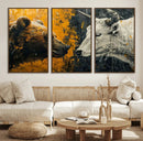 Bear and Bull Wall Art Canvas Print – Abstract Animal