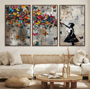 Banksy Wall Art - Banksy Girl and Butterfly Explosion Wall by MyGreatCanvas | Canvas Wall Art Prints | Photo Prints & Wall Decor