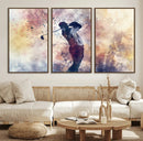 Abstract Watercolor Golf Player Wall Art Canvas Print
