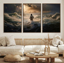Jesus Walking on Water Wall Art Canvas Print - Religious