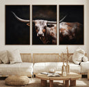 Texas Longhorn Wall Art Canvas Print | Western Ranch Decor |