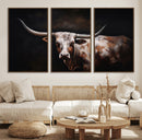 Texas Longhorn Wall Art Canvas Print | Western Ranch Decor |
