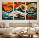 Abstract Wave Wall Art | Ready to Hang Framed Canvas Print |