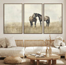 Chines Style Grunge Horses Wall Art Canvas Print