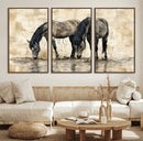 Chinese Style Abstract Black Horses Wall Art Canvas Print - by MyGreatCanvas | Canvas Wall Art Prints | Photo Prints & Wall Decor