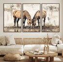 Vintage Horses Wall Art | Ready to Hang and Framed Triptych by MyGreatCanvas | Canvas Wall Art Prints | Photo Prints & Wall Decor