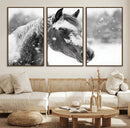 Black Horse Winter Wall Art | Ready to Hang and Framed |