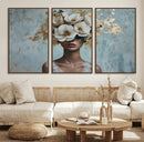 Golden Petal Wall Art - Petal Silhouette Woman Wall Art by MyGreatCanvas | Canvas Wall Art Prints | Photo Prints & Wall Decor