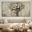 Abstract Floral Women Patel Wall Art Canvas Print