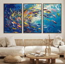 Colorful Swirling Fish School Wall Art Canvas Print |