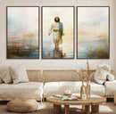 Framed Jesus Walking on Water Wall Art - 3-Panel Christian
