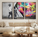 Banksy Print - Street Art Canvas Wall Art - Kids Revealing