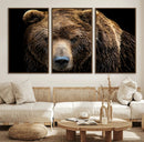 Grizzly Brown Bear Canvas Wall Art, Wildlife Animal Canvas