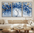 Blue and Gold Abstract Tree Wall Art Canvas Print | Modern
